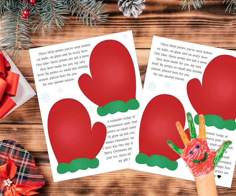 QOFO 10 Pcs Christmas Handprint Art Craft Bundle, 8.5x11 Inch Handprint Keepsake Kit, Memory Keepsake Crafts Activities, Christmas Holidays Decor, Winter Party Favors for Friends-5 - Image 4